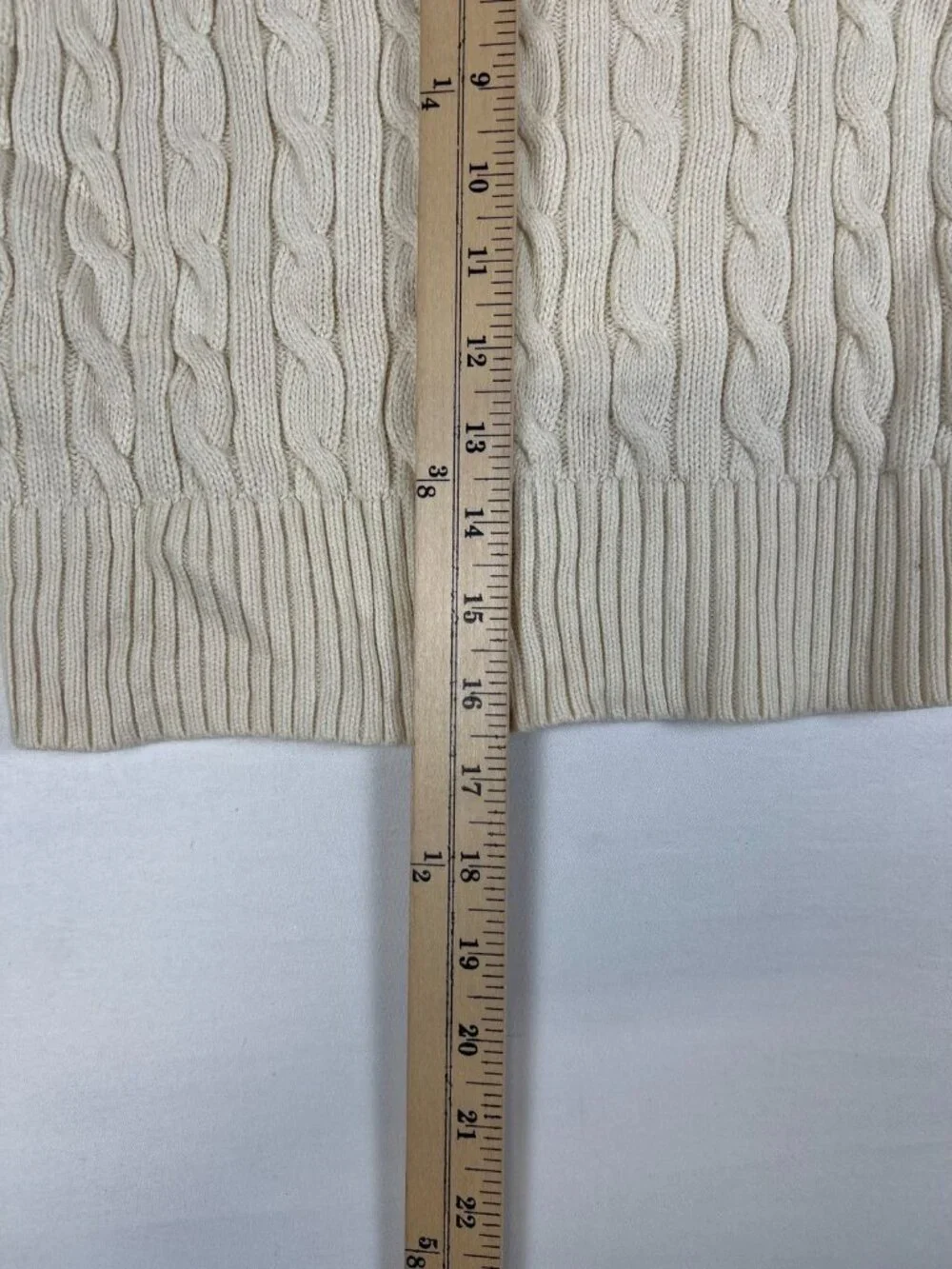 Ralph Lauren Women M Cream Cable Knit V-Neck Button Cardigan Sweater - Picture 7 of 9